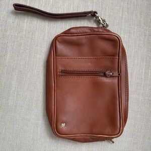 Bally Chestnut Brown Leather Wristlet Pouch